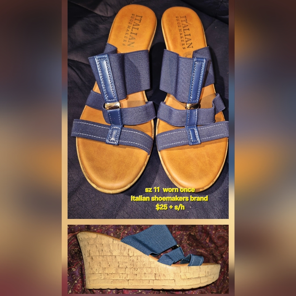 Italian Shoemakers Women's Tan and Blue Sandals